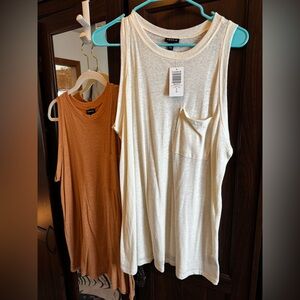 Two Torrid linen blend pocket tank tops